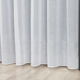Firanka fantazyjna ze wzorem pasowym z ołowianką, wysokość 290cm, kolor 002 biały ze srebrnym zdobieniem FDF004/OLO/002/000290/1