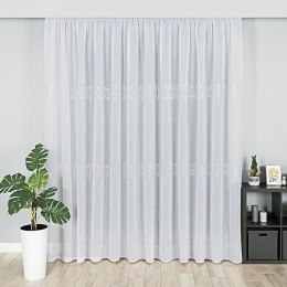 Firanka fantazyjna ze wzorem pasowym z ołowianką, wysokość 290cm, kolor 002 biały ze srebrnym zdobieniem FDF004/OLO/002/000290/1