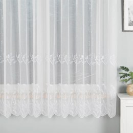 Firanka haftowana ze wzorem pasowm, wysokość 180cm, kolor biały 001 725636/000/001/180000/1