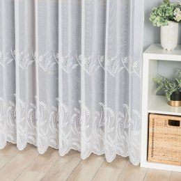Firanka haftowana ze wzorem pasowm, wysokość 250cm, kolor biały 001 725636/000/001/250000/1