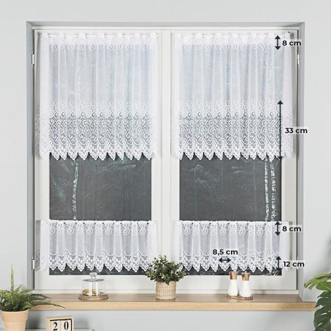 VIOLETTA Zazdrostka żakardowa ze wzorem pasowym, wysokość 30cm, kolor 001 biały 001539/BLY/001/000030/1