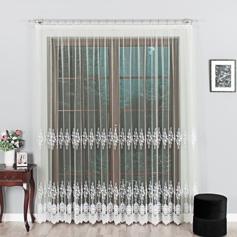 Firanka haftowana ze wzorem pasowym, wysokość 250cm, kolor 012 kremowy 121377/BIS/012/000250/1