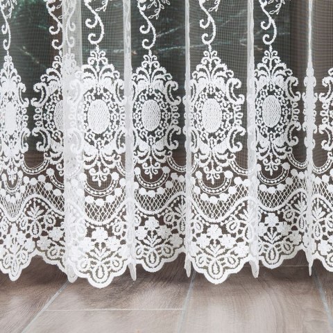 Firanka haftowana ze wzorem pasowym, wysokość 250cm, kolor 012 kremowy 121377/BIS/012/000250/1