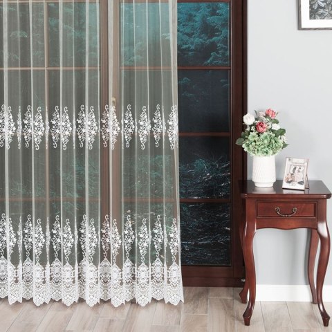 Firanka haftowana ze wzorem pasowym, wysokość 250cm, kolor 012 kremowy 121377/BIS/012/000250/1