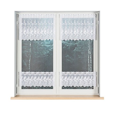 Zazdrostka żakardowa ze wzorem pasowym, wysokość 30cm, kolor 001 biały 018227/000/001/000030/1