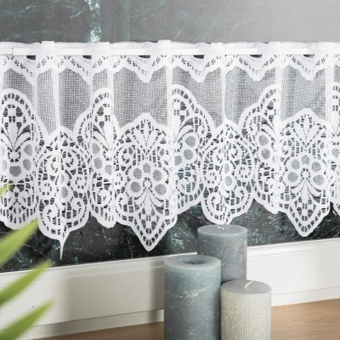 Zazdrostka żakardowa na metry 018495 wysokość 30 cm kolor biały