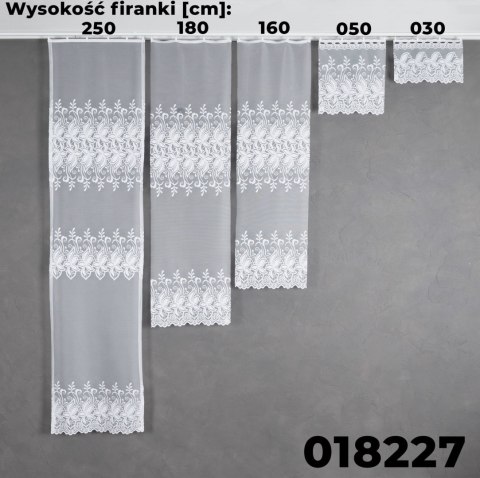 Zazdrostka żakardowa ze wzorem pasowym, wysokość 50cm, kolor 001 biały 018227/000/001/000050/1