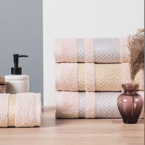 LIONEL Ręcznik, 50x90cm, kolor 119 pudrowy ze srebrną bordiurą LIONEL/RB0/119/050090/1