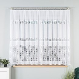 Firanka żakardowa ze wzorem pasowym, wysokość 160cm, kolor 001 biały 018869/000/001/000160/1