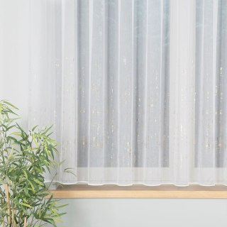 Firanka fantazyjna ze wzorem na samym dole z ołowianką, wysokość 155cm, kolor 001 biały ze złotym zdobieniem 318093/OLO/001/0001