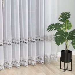 Firanka z aplikacją ze wzorem pasowym, wysokość 250cm, kolor 002 biały z szarym 112841/000/002/000250/1