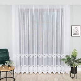 Firanka żakardowa ze wzorem pasowym, wysokość 250cm, kolor 001 biały 004998/000/001/000250/1