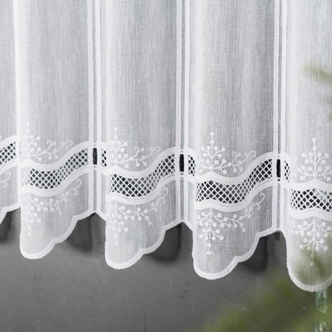 Zazdrostka haftowana panelowa ze wzorem na samym dole, wysokość 90cm, kolor 001 biały 044716/000/001/000090/1