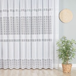 Firanka żakardowa ze wzorem pasowym, wysokość 250cm, kolor 001 biały 018869/000/001/000250/1