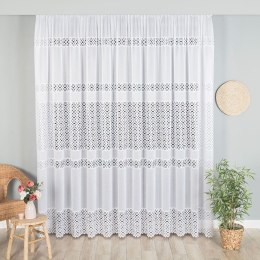 Firanka żakardowa ze wzorem pasowym, wysokość 250cm, kolor 001 biały 018869/000/001/000250/1