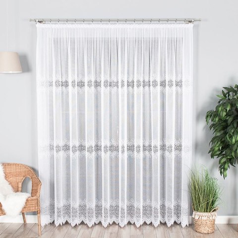 VIOLETTA Firanka żakardowa ze wzorem pasowym, wysokość 270cm, kolor 001 biały 001539/BLY/001/000270/1
