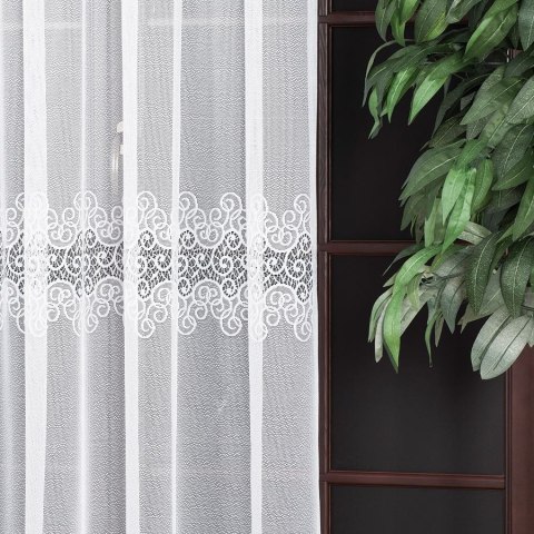 VIOLETTA Firanka żakardowa ze wzorem pasowym, wysokość 270cm, kolor 001 biały 001539/BLY/001/000270/1