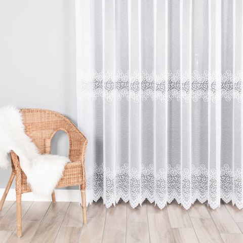 VIOLETTA Firanka żakardowa ze wzorem pasowym, wysokość 270cm, kolor 001 biały 001539/BLY/001/000270/1