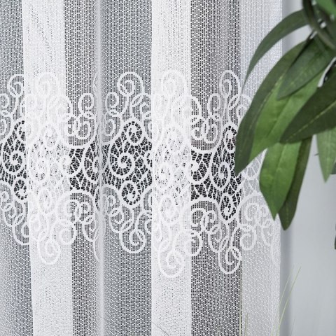VIOLETTA Firanka żakardowa ze wzorem pasowym, wysokość 270cm, kolor 001 biały 001539/BLY/001/000270/1