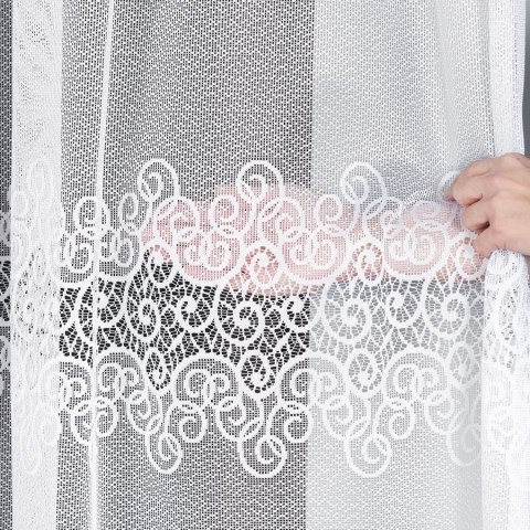 VIOLETTA Firanka żakardowa ze wzorem pasowym, wysokość 270cm, kolor 001 biały 001539/BLY/001/000270/1