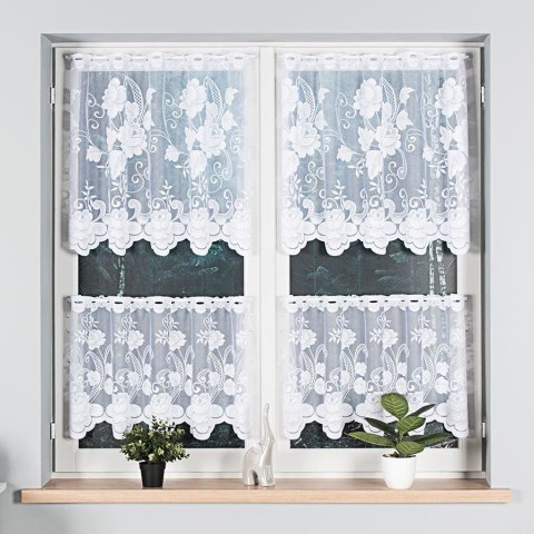 Zazdrostka żakardowa ze wzorem po całości, wysokość 70cm, kolor 001 biały 023006/000/001/000070/1