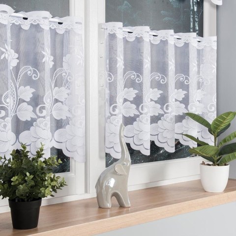 Zazdrostka żakardowa ze wzorem po całości, wysokość 70cm, kolor 001 biały 023006/000/001/000070/1
