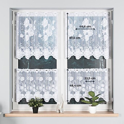 Zazdrostka żakardowa ze wzorem po całości, wysokość 70cm, kolor 001 biały 023006/000/001/000070/1