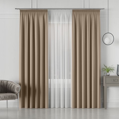 GRETA Tkanina dekoracyjna typu blackout, wysokość 320cm, kolor 005 ciemny beżowy 004204/TDP/005/000320/1