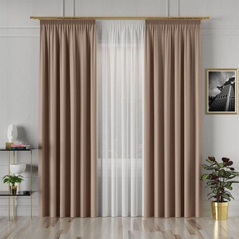 GRETA Tkanina dekoracyjna typu blackout, wysokość 320cm, kolor 007 jasny brązowy 004204/TDP/007/000320/1