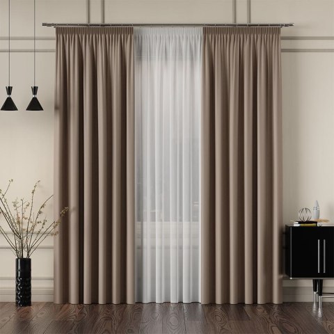 GRETA Tkanina dekoracyjna typu blackout, wysokość 320cm, kolor 008 brązowy 004204/TDP/008/000320/1