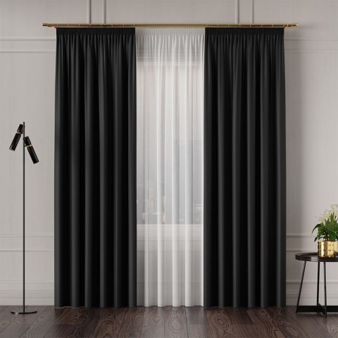 GRETA Tkanina dekoracyjna typu blackout, wysokość 320cm, kolor 015 czarny 004204/TDP/015/000320/1