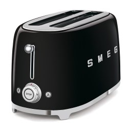 Czarny toster Smeg 2x4 TSF02BLEU 4 kromki jednocześnie