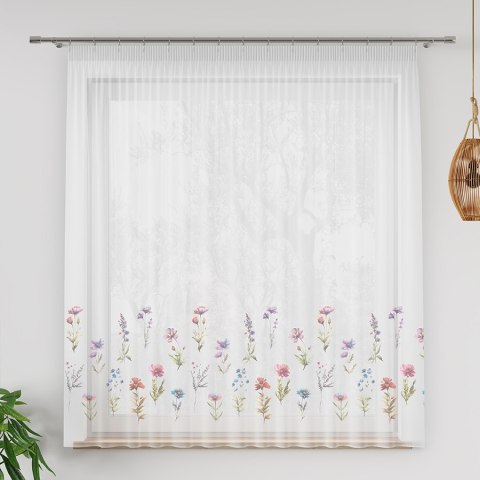 KWIATY POLNE Firanka z ołowianką WOAL, wysokość 157cm, kolor 001 D00129/WOA/001/000157/1