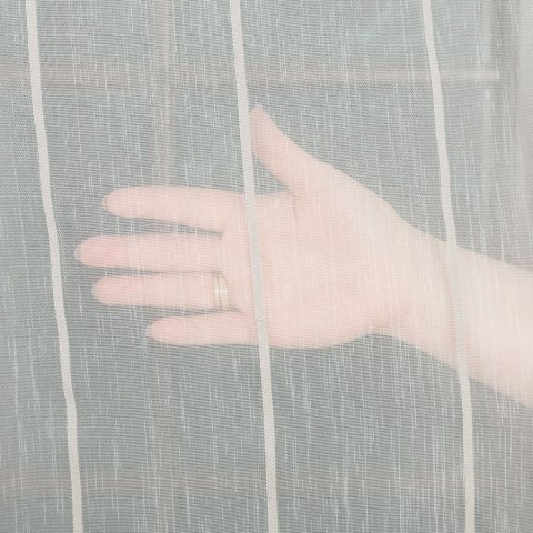 Firanka fantazyjna ze wzorem pasowym z ołowianką, wysokość 305cm, kolor 113 offwhite z jasnoszarymi pasami 001166/OLO/113/000305