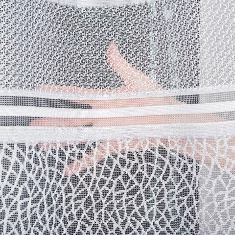 Firanka żakardowa ze wzorem pasowym, wysokość 180cm, kolor 049 szary 017834/000/049/000180/1