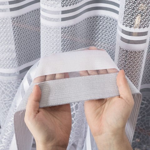 Firanka żakardowa na metry 017834 wysokość 250 cm kolor szary