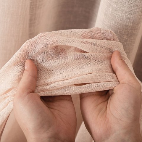 PETRA Firanka z ołowianką, wysokość 320cm, kolor 011 pastelowy różowy 020910/000/011/000320/1