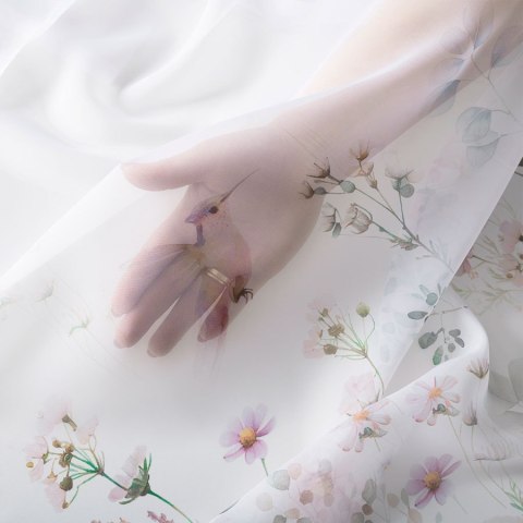 POLINA Firanka z ołowianką WOAL, wysokość 157cm, kolor 001 różowy D00128/WOA/001/000157/1