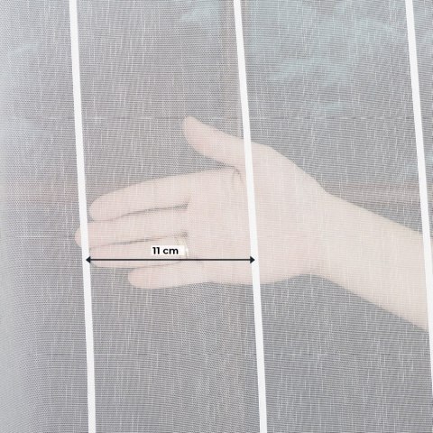 Firanka fantazyjna ze wzorem pasowym z ołowianką, wysokość 305cm, kolor 113 offwhite z jasnoszarymi pasami 001166/OLO/113/000305