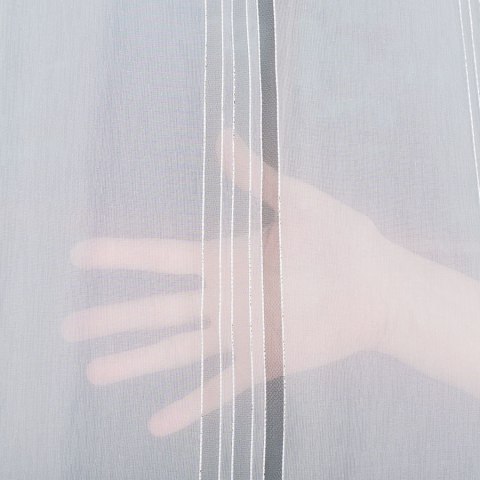 Firanka fantazyjna ze wzorem pasowym z ołowianką, wysokość 320cm, kolor 020 biały z szarym ze srebrną nitką 019879/OLO/020/00032