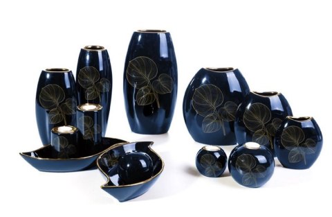 WAZON DEKORACYJNY AMORA1 (3) 14X7X16 CM GRANATOWY