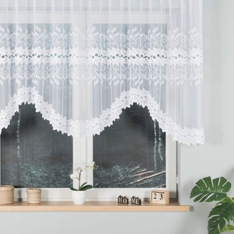 Ożyw swoje wnętrze elegancką firanką gotową żakardową BASTIA 120x350 cm w kolorze białym