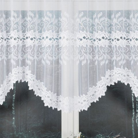 Dodaj szyku i klasy do swojego domu dzięki gotowej żakardowej firance BASTIA 120x350 cm w kolorze białym