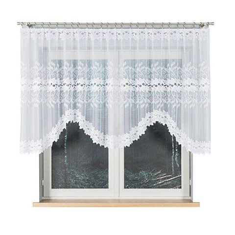 Dodaj odrobinę luksusu do swojego wnętrza gotową żakardową firanką BASTIA 120x350 cm w kolorze białym
