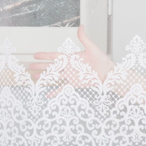 Firanka haftowana na metry 241736 wysokość 120 cm kolor biały