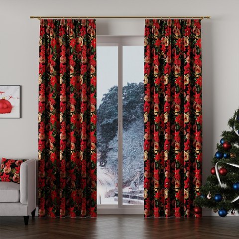 ZŁOTE BOMBKI Tkanina dekoracyjna NINA WODOODPORNA, 160cm, kolor 001 czerwono czarny DBN172/NIW/001/160000/1