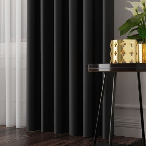 GRETA Tkanina dekoracyjna typu blackout, wysokość 320cm, kolor 015 czarny 004204/TDP/015/000320/1