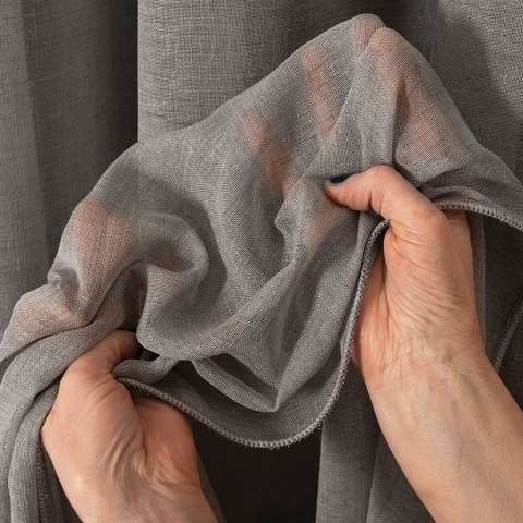 PETRA Firanka z ołowianką, wysokość 320cm, kolor 008 szary 020910/000/008/000320/1