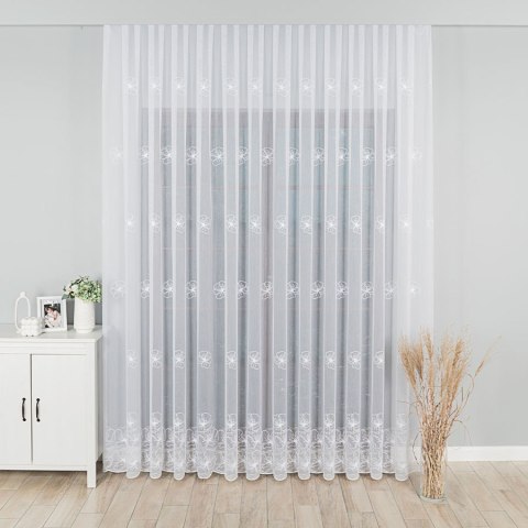 Firanka haftowana na metry 051204 wysokość 280 cm kolor biały