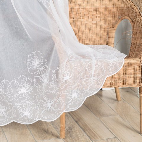 Firanka haftowana na metry 051204 wysokość 280 cm kolor biały